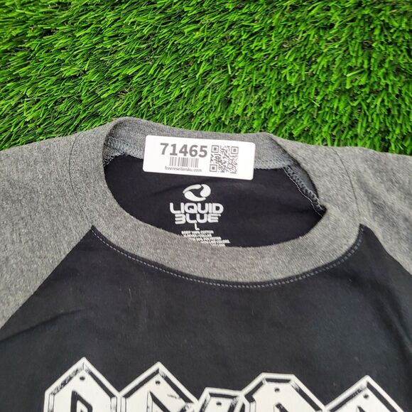 ACDC Hells-Bell 3/4 Raglan Shirt Large 21x27 Black Gray - Picture 3 of 13